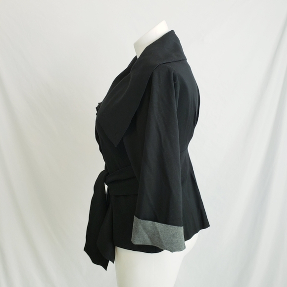 *Last Chance* Theory Sheena Lightweight Belted Jacket Large Collar Coat Black - Picture 5 of 10